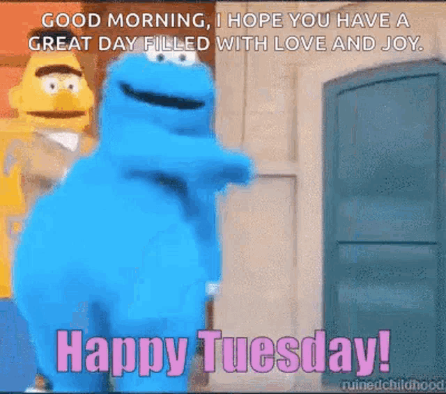 Happy Tuesday Cookie Monster Dance GIF