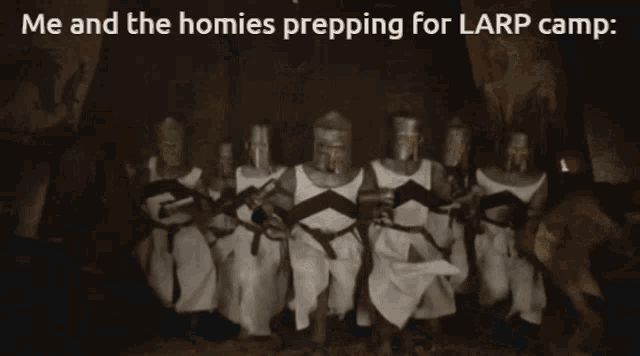 The Homies Preparing For Larp Camp Monty Python And The Holy Grail GIF - The Homies Preparing For Larp Camp Monty Python And The Holy Grail Monty Python Larp GIFs