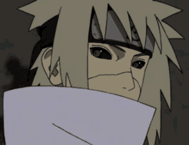 a close up of a cartoon character 's face with a bandana on his head