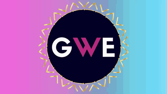 gwe is written in a circle on a purple and blue background