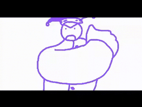 a drawing of a purple hand holding a green face