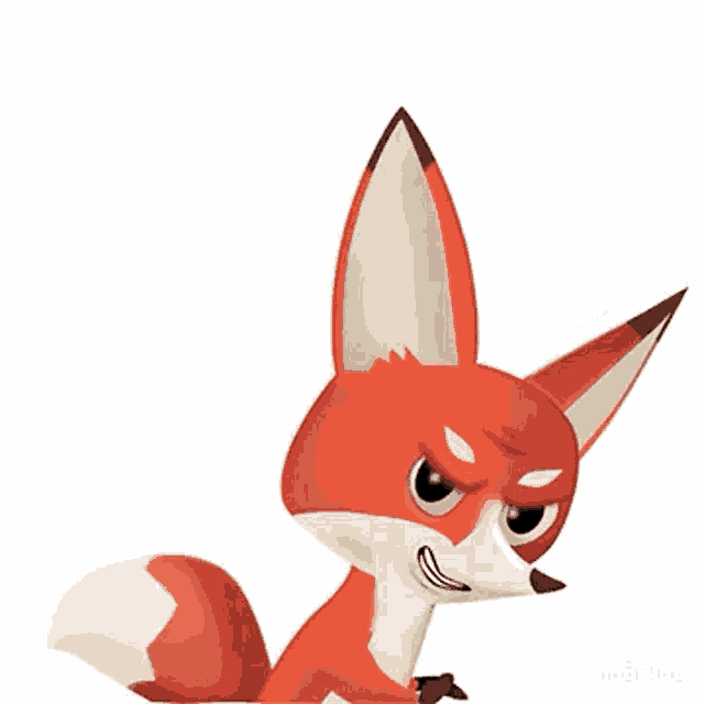 a cartoon fox with a very angry look on its face