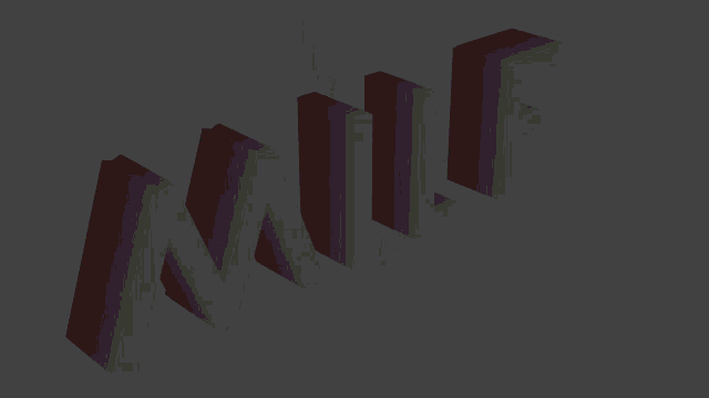 a 3d rendering of the word wiff on a dark grey background
