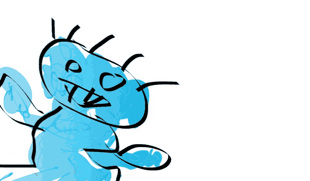 a drawing of a blue monster with the letters tv on it 's face