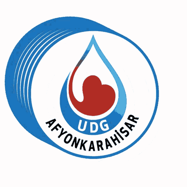 a logo for udg afyonkarahisar with a drop of water