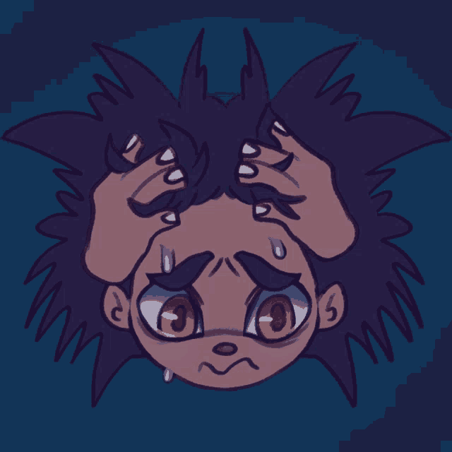 a drawing of a person with a tear coming out of their nose