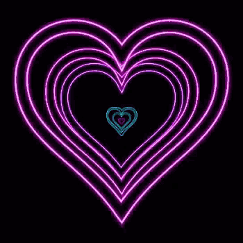 a purple heart with a blue heart inside of it on a black background
