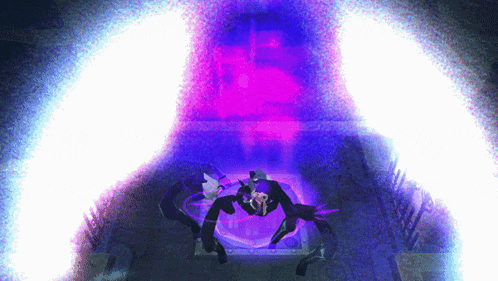 a purple and white image of a spider with a purple background
