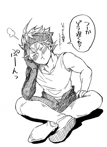 a black and white drawing of a man sitting down