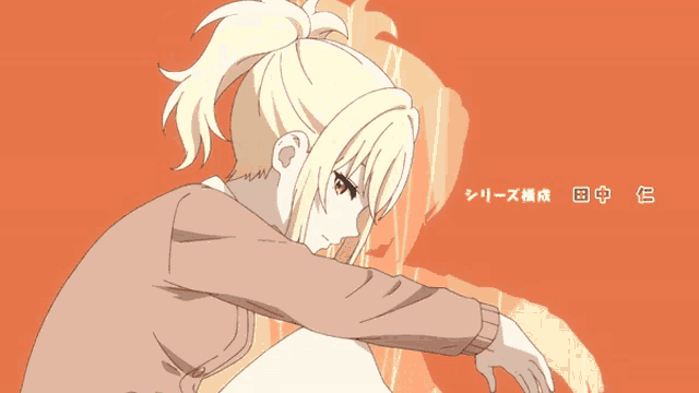 a drawing of a girl with a ponytail and chinese writing on the bottom