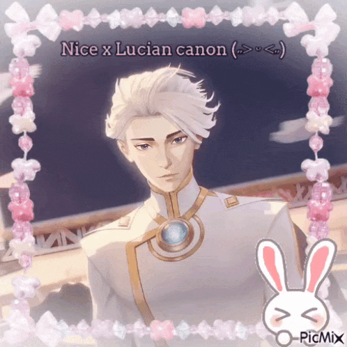 a picture of a man with the words nice x lucian canon below him