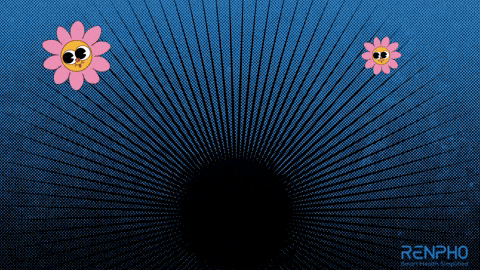 a renpho logo with two pink flowers in the background