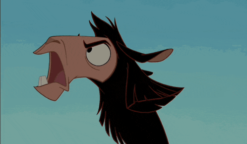 a close up of a cartoon character with his mouth open