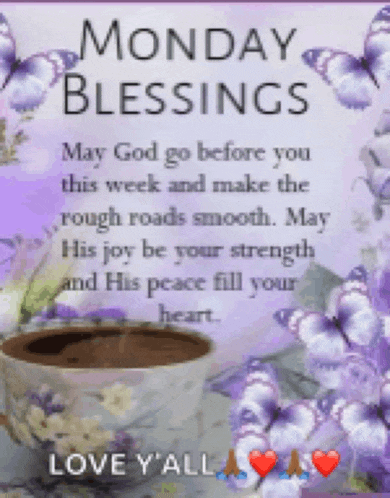 a monday blessing with a cup of coffee and butterflies