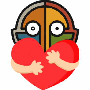 a cartoon drawing of a face holding a heart