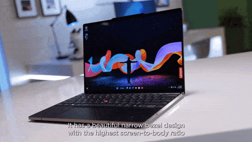 a laptop with a narrow bezel design and the highest screen-to-body ratio