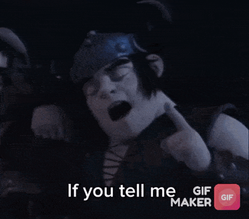 a gif of a man with the word outsides on the bottom right