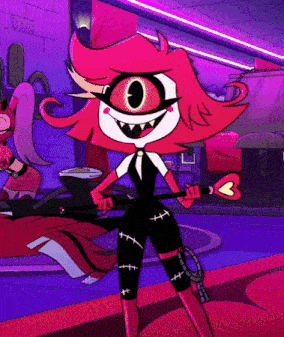 a cartoon character is holding a heart shaped wand in her hands .