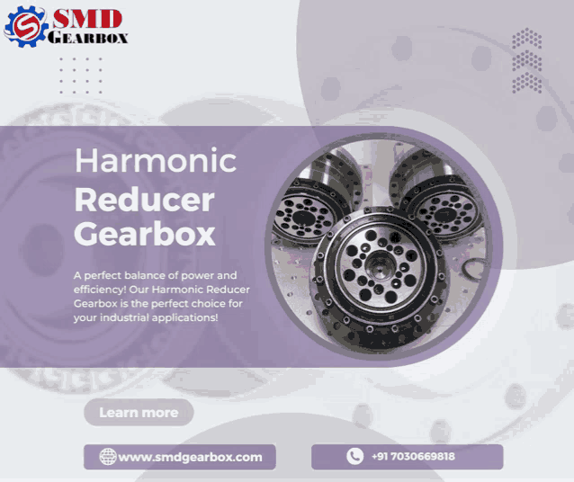 a poster for harmonic reducer gearbox with a picture of gears