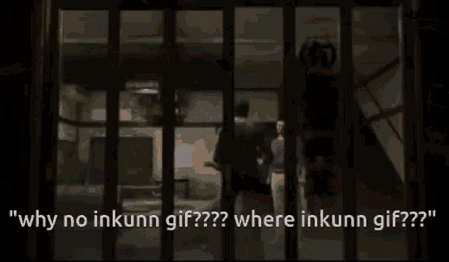 a man is behind bars in a jail cell with the words why no inkunn gif where inkunn gif