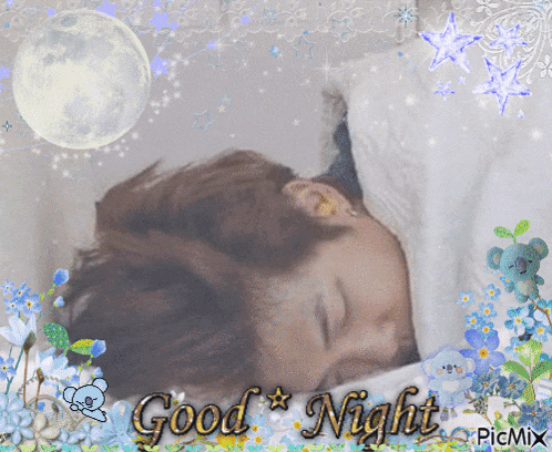 a picture of a person sleeping with the words " good night " on the bottom
