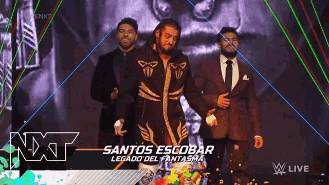 a wrestler named santos escobar is walking down a ramp