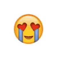 a crying emoji with hearts in his eyes and tears coming out of his eyes .