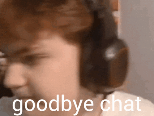 a man wearing headphones says goodbye chat in front of him