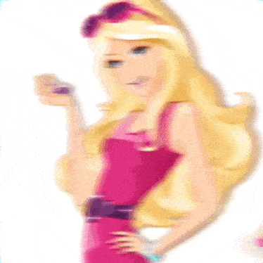 a barbie doll is wearing a pink scarf and bracelets