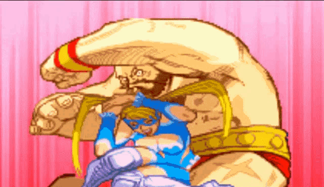 a pixel art drawing of a man and a woman fighting each other