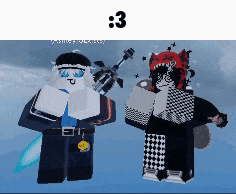 two roblox characters are standing next to each other with the number 3 on the bottom right