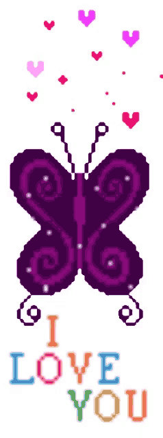 a pixel art of a butterfly with the words i love you