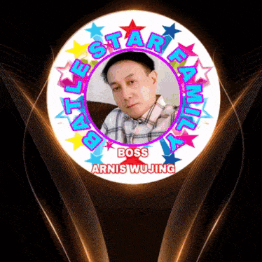 a picture of a man in a circle that says boss arnis wujiing