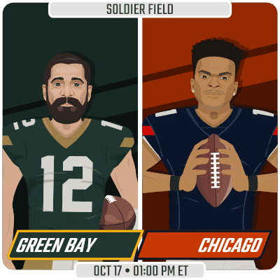 an advertisement for a football game between the green bay packers and chicago bears