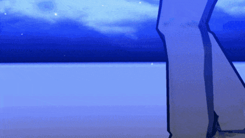 a drawing of a person 's feet on a beach with a blue sky in the background