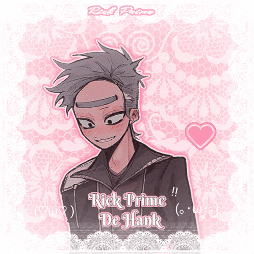 a drawing of rick prime de hank with a heart in the background