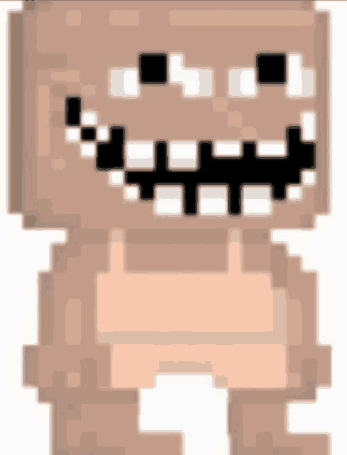 a pixel art of a teddy bear with a big smile on its face .
