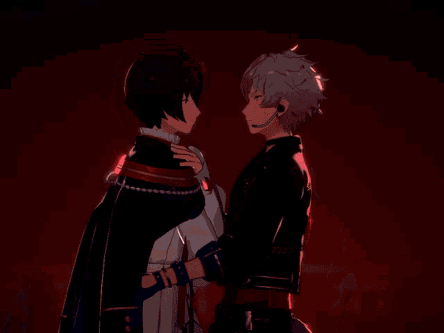 a couple of anime characters are standing next to each other