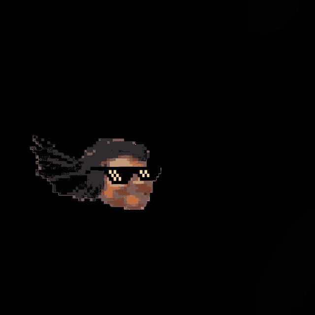 a pixel art of a man wearing sunglasses with the letters w on them