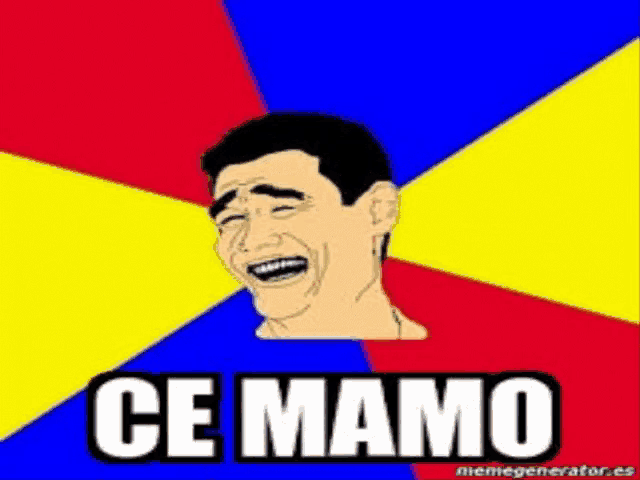 a cartoon of a man laughing with the words ce mamo below him