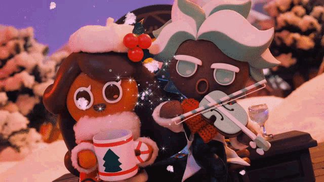 a cartoon character playing a violin next to another cartoon character