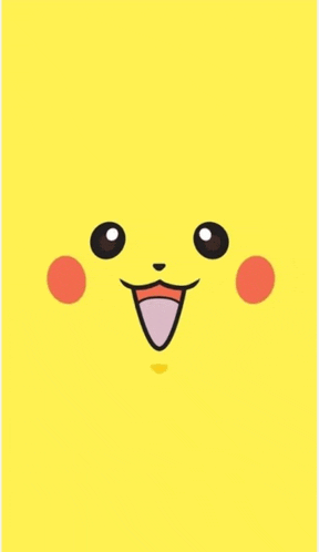 a pikachu face on a yellow background with its tongue hanging out .