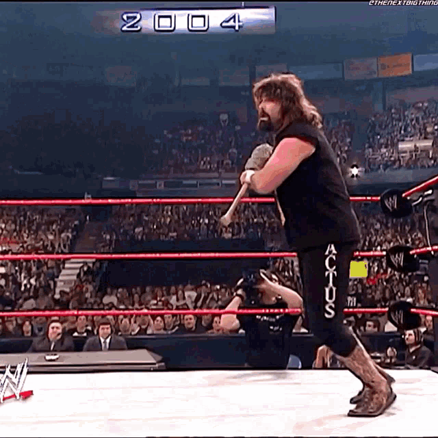 Mick Foley Barbed Wire Baseball Bat GIF