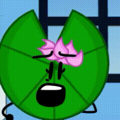 a green lily pad with a pink flower on it 's head .