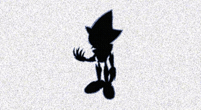 a silhouette of sonic the hedgehog on a white background