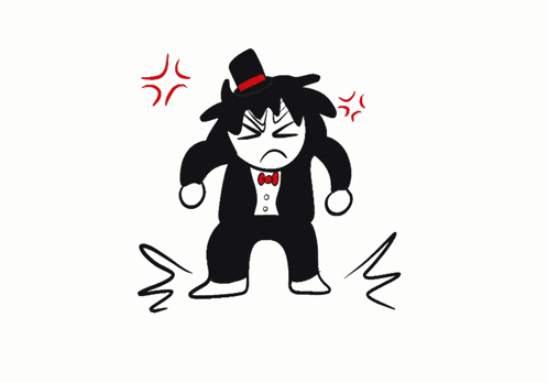 a cartoon drawing of a man in a suit and top hat