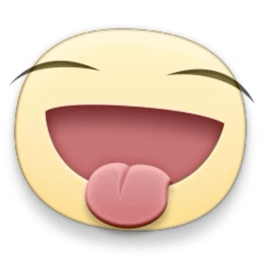 a smiley face with its tongue sticking out and eyes closed