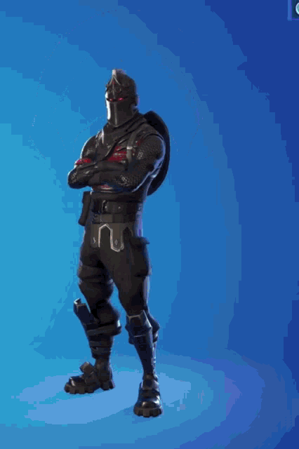 a black knight is holding a rainbow with his hands