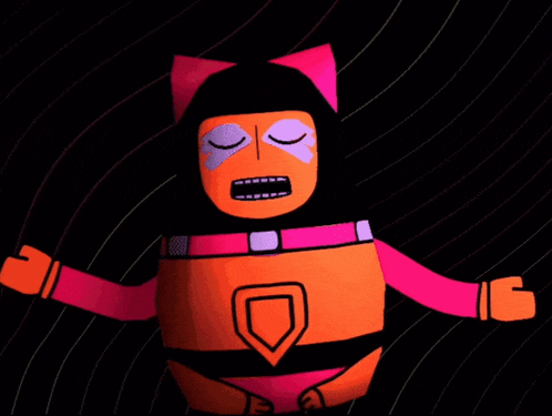 a cartoon character with a shield on the chest