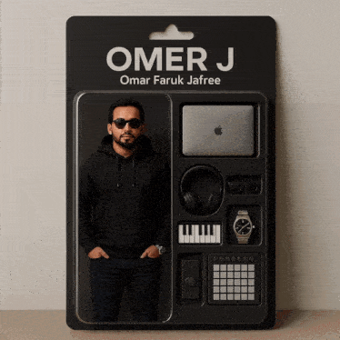 a black omer j omar faruk jafree cardboard box